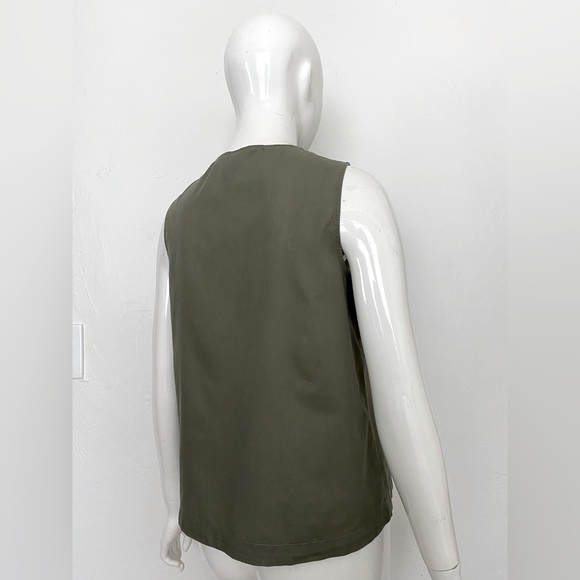 MARC BY MARC JACOBS OLIVE GREEN RUFFLE SLEEVELESS COTTON TOP SHIRT BLOUSE XS - Picture 6 of 14